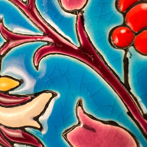 Vtg Emaux de Longwy Ceramic Pottery Blue Enameled Cloisonne Bowl France 30s - Picture 14 of 16